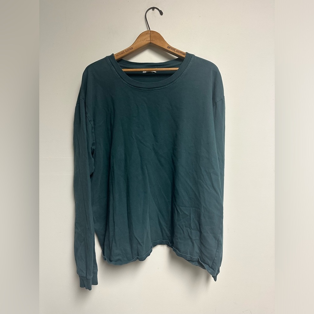 Good American Teal Garment Dye Long Sleeve Crew Tee - Size 3/4 (L/XL)